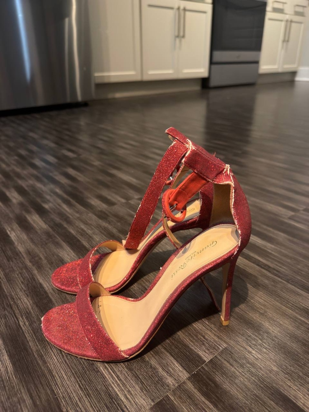 Gianvito Rossi Sparkling Red Ankle-Strap Heels US9